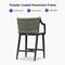 PURPLE LEAF Outdoor Bar Stool Set of 2 Aluminum Frame Bar Chair with Cushion and Back Kitchen Island Bar Stools