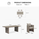 PURPLE LEAF Sanori Patio Dining Set Modern Large Weather-Resistant Table and Aluminum Chairs with Cushions for Garden Beige