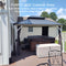 PURPLE LEAF Patio Hardtop Gazebo for Outdoor Grey Galvanized Steel Double Roof White Aluminum Poles with Curtains and String Lights-clear