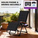 PURPLE LEAF Outdoor Reclining Chair Patio Zero Gravity Chaise Lounge Folding Chair with Removable Cushion Adjustable Headrest for Lawn Camping Beach Pool