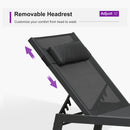 PURPLE LEAF Outdoor Lounge Chair Patio Chaise Pool Lounger Aluminum Frame with Side Table and Wheels for Outside Sunbathing Tanning Recliner Including Pillows
