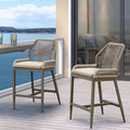 Clearance - PURPLE LEAF Patio Sunbrella Bar Stools Rattan Bar Aluminum Bar Stool Outdoor Barstools with Back and Cushion for Garden Kitchen Island