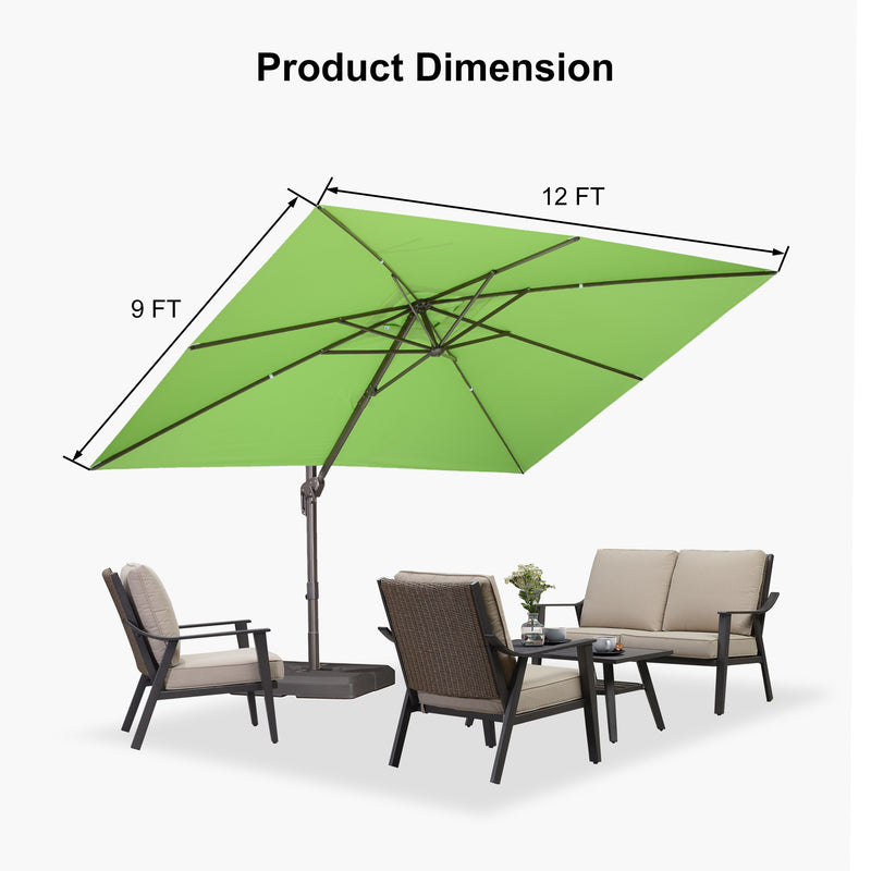 PURPLE LEAF Patio Cantilever Umbrella with Aluminum Offset Hanging for Pool Garden Deck