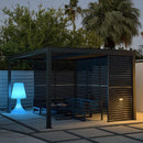 PURPLE LEAF Athena Louvered Pergola Grey Outdoor Aluminum Pergola with Shutter Wall Adjustable Gazebo Rainproof for Patio Deck Garden