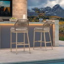 Clearance - PURPLE LEAF Patio Sunbrella Bar Stools Rattan Bar Aluminum Bar Stool Outdoor Barstools with Back and Cushion for Garden Kitchen Island