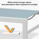 PURPLE LEAF Outdoor Chaise Lounge Chairs Set of 2 White Aluminum Lounge Chair Five-Position Adjustable Chaise with Wheels and Table for Pool Deck Patio