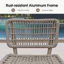 PURPLE LEAF Patio Counter Height Bar Stools Set of 2 Metal Bar Chairs with Back Wicker Woven Stools for Kitchen Island Pool Garden Outdoor Barstools