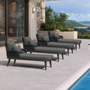 PURPLE LEAF Patio Chaise Lounge Chair, Aluminum Pool Lounge Chairs for Outdoor with 2 Cushions for Deck, Pool, Lawn, Garden, Courtyard, Porch, Teak