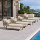 PURPLE LEAF Patio Chaise Lounge Chair, Aluminum Pool Lounge Chairs for Outdoor with 2 Cushions for Deck, Pool, Lawn, Garden, Courtyard, Porch, Teak