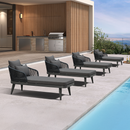 PURPLE LEAF Outdoor Chaise Lounge Thick Cushion, Aluminum Frame Patio Lounge Chair with Pillow & Lumbar Support, Wicker Armrests Sun Lounger for Poolside, Backyard, All-Weather Use