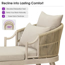 PURPLE LEAF Outdoor Lounge Chair, Patio Chaise Lounge with Cushioned Seat & Supportive Armrests, Ergonomic Aluminum Pool Lounge Chairs for Backyard Deck Poolside, Teak