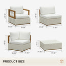 PURPLE LEAF Griffin L-shaped Patio Conversation Set White with Cushion Pillows Ottoman and Premium Leather for Patio Balcony