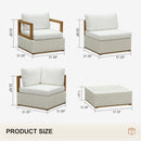 PURPLE LEAF Griffin white modular patio set w/ cushions, ottoman & dimensions.