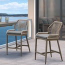 Clearance - PURPLE LEAF Patio Sunbrella Bar Stools Rattan Bar Aluminum Bar Stool Outdoor Barstools with Back and Cushion for Garden Kitchen Island