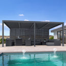 PURPLE LEAF Athena Louvered Pergola Grey Outdoor Aluminum Pergola with Shutter Wall Adjustable Gazebo Rainproof for Patio Deck Garden