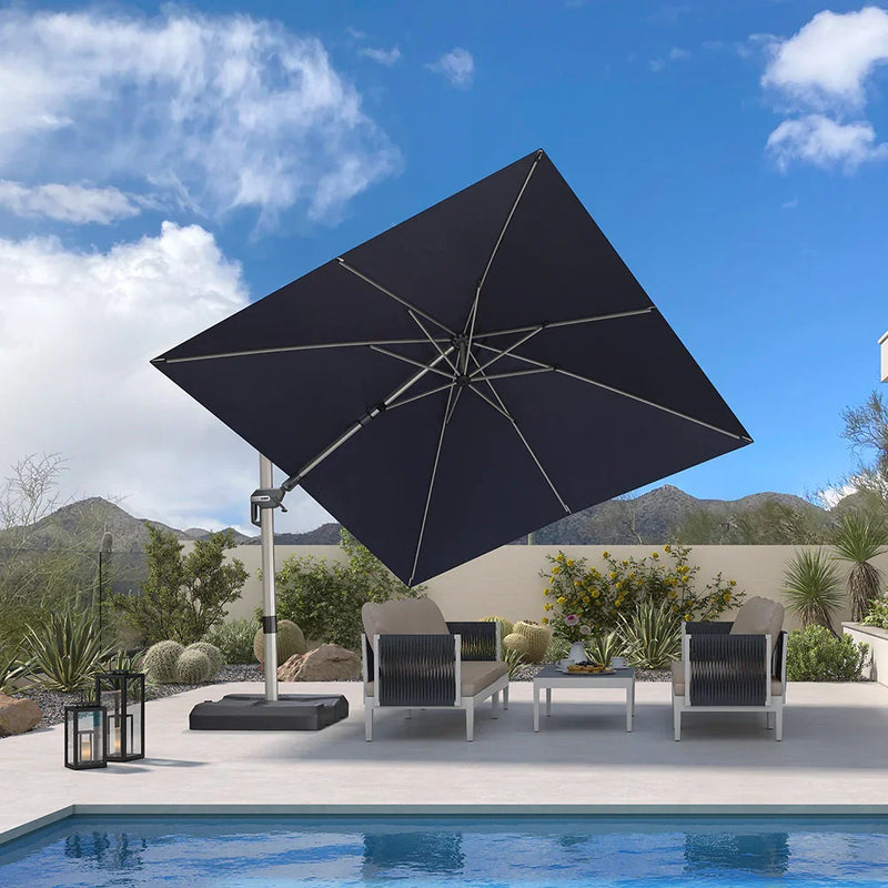 PURPLE LEAF Deluxe Left-Right Tilting Patio Umbrella Outdoor Swivel Cantilever Umbrellas