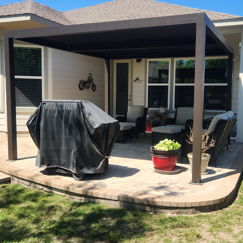 PURPLE LEAF Outdoor Louvered Pergola Adjustable Metal Roof Bronze Hardtop Gazebo Patio Pavilion