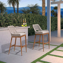 OPEN BOX I PURPLE LEAF 2 Set Outdoor Bar Stool Chair Set, Modern Counter Height Bar Stool, Cushion Included