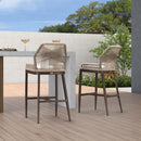 Clearance - PURPLE LEAF Patio Sunbrella Bar Stools Rattan Bar Aluminum Bar Stool Outdoor Barstools with Back and Cushion for Garden Kitchen Island