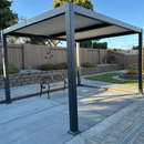 PURPLE LEAF Caesar Outdoor Louvered Pergola Patio Sun Shade Shelter with Adjustable Hardtop Patio Pergola Gray Frame White Roof