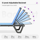 PURPLE LEAF Outdoor Chaise Lounge Patio Chair 5 Positions Adjustable Aluminum Frame with Textilene Seat Lightweight and Durable Pool Chaise Lounge for Patio Poolside Beach Yard