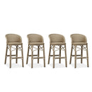 PURPLE LEAF Outdoor Bar Stools Set of 2 Rattan Patio Tall Bar Chairs Aluminum Frame with Back Barstools for Kitchen Garden Backyard Bistros Restaurant