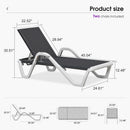 PURPLE LEAF Patio Chaise Lounge Plastic Pool Outdoor Lounge Chair with Aluminum Frame Stackable Patio Tanning Chairs for Poolside Sunbathing Beach Deck Yard