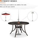 PURPLE LEAF Cast Aluminum Patio Dining Armchairs and Round Table | Rhombus and Square Lattice Designs