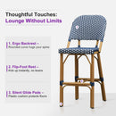 PURPLE LEAF Outdoor Bar Height Stools Set of 2 French Country Patio Rattan Bar Stool Chairs Outdoor Armless Barstools for Porch Garden Indoor Kitchen