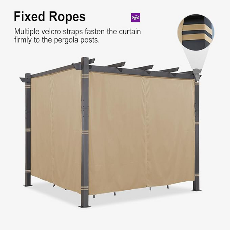 PURPLE LEAF Outdoor Pergola with Retractable Canopy Aluminum Shelter for Beach Porch Garden  Shade Pavilion Pergola  with Curtains