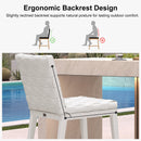 PURPLE LEAF Outdoor Counter Height Stools Set of 2, PU Leather Patio Bar Set with Aluminum Frame, Bar Chairs for Poolside, Garden, Kitchen Island