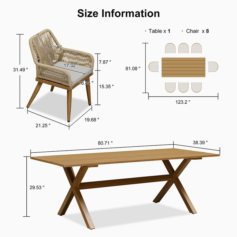 PURPLE LEAF Outdoor Dining Set All-Weather PE Rattan Outdoor Patio Furniture Set with Aluminum Frame
