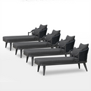 PURPLE LEAF Outdoor Lounge Chair, Patio Chaise Lounge with Cushioned Seat & Supportive Armrests, Ergonomic Aluminum Pool Lounge Chairs for Backyard Deck Poolside, Teak