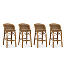 PURPLE LEAF Outdoor Bar Stools Set of 2 Rattan Patio Tall Bar Chairs Aluminum Frame with Back Barstools for Kitchen Garden Backyard Bistros Restaurant