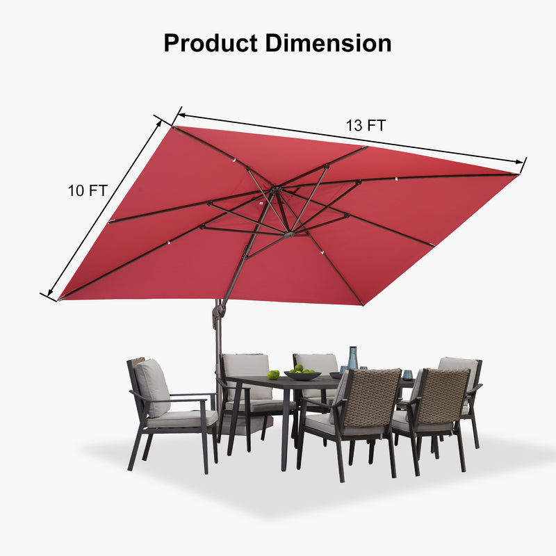 PURPLE LEAF Patio Cantilever Umbrella with Aluminum Offset Hanging for Pool Garden Deck