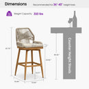 PURPLE LEAF Outdoor Swivel Counter Height Bar Stools Set of 2 Patio 360° Rotating All-Weather Wicker Stools with Back and Cushion for Outside Backyard Kitchen Bistro Garden Bar