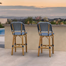 PURPLE LEAF Outdoor Bar Height Stools Set of 2 French Country Patio Rattan Bar Stool Chairs Outdoor Armless Barstools for Porch Garden Indoor Kitchen