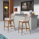 OPEN BOX I PURPLE LEAF 2 Set Outdoor Bar Stool Chair Set, Modern Counter Height Bar Stool, Cushion Included