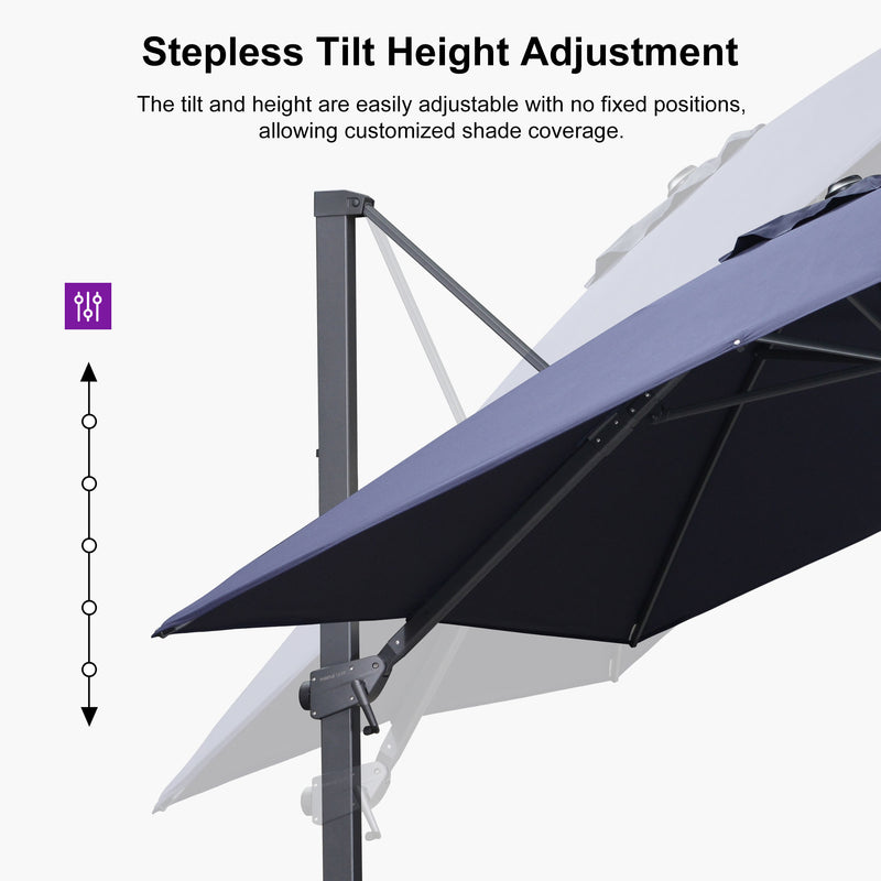 PURPLE LEAF Stepless Tilt Cantilever Umbrella Affordable Outdoor Patio Umbrella
