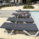 Clearance-PURPLE LEAF Patio Chaise Lounge Plastic Pool Outdoor Lounge Chair with Aluminum Frame Stackable Patio Tanning Chairs for Poolside Sunbathing Beach Deck Yard