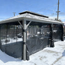 PURPLE LEAF Patio Gazebo for Pool Light Grey Hardtop Galvanized Steel Roof with Upgraded Curtains