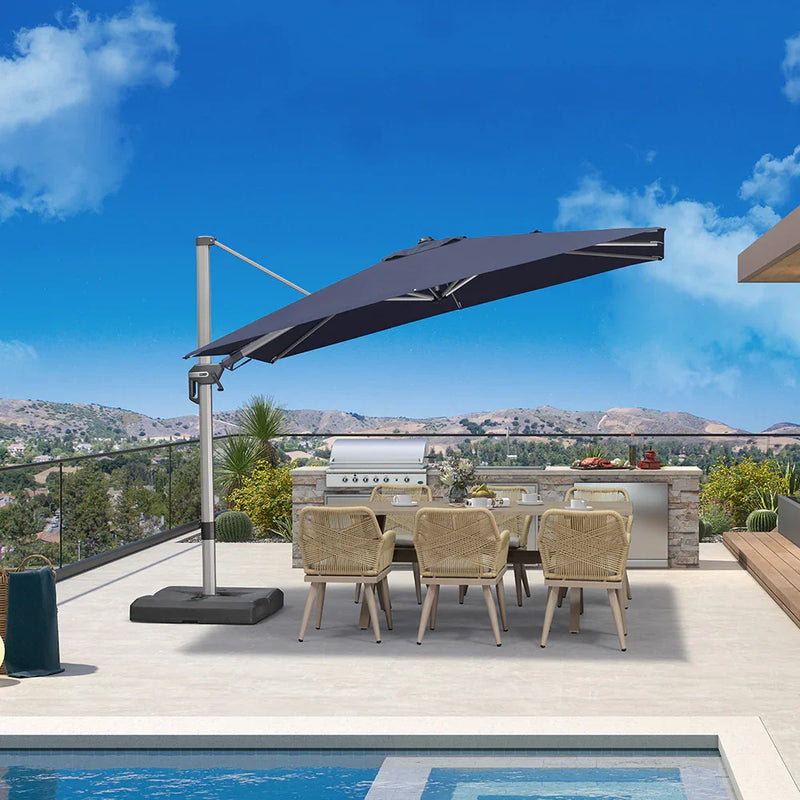 PURPLE LEAF Deluxe Left-Right Tilting Patio Umbrella Outdoor Swivel Cantilever Umbrellas