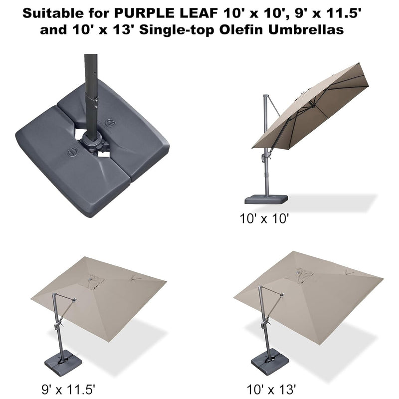 PURPLE LEAF Grey Outdoor Umbrella Base, ZY05ALFGYBS-100  Suitable for PURPLE LEAF 10'x 10', 9'x 11.5' and 10' x 13' Single-top Olefin Umbrellas.