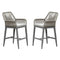 PURPLE LEAF Modern Bar Stools Set of 2, Aluminum Bar Stool with Cushion for Indoor and Outdoor, Kitchen Island
