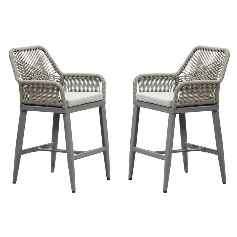 PURPLE LEAF Modern Bar Stools Set of 2, Aluminum Bar Stool with Cushion for Indoor and Outdoor, Kitchen Island