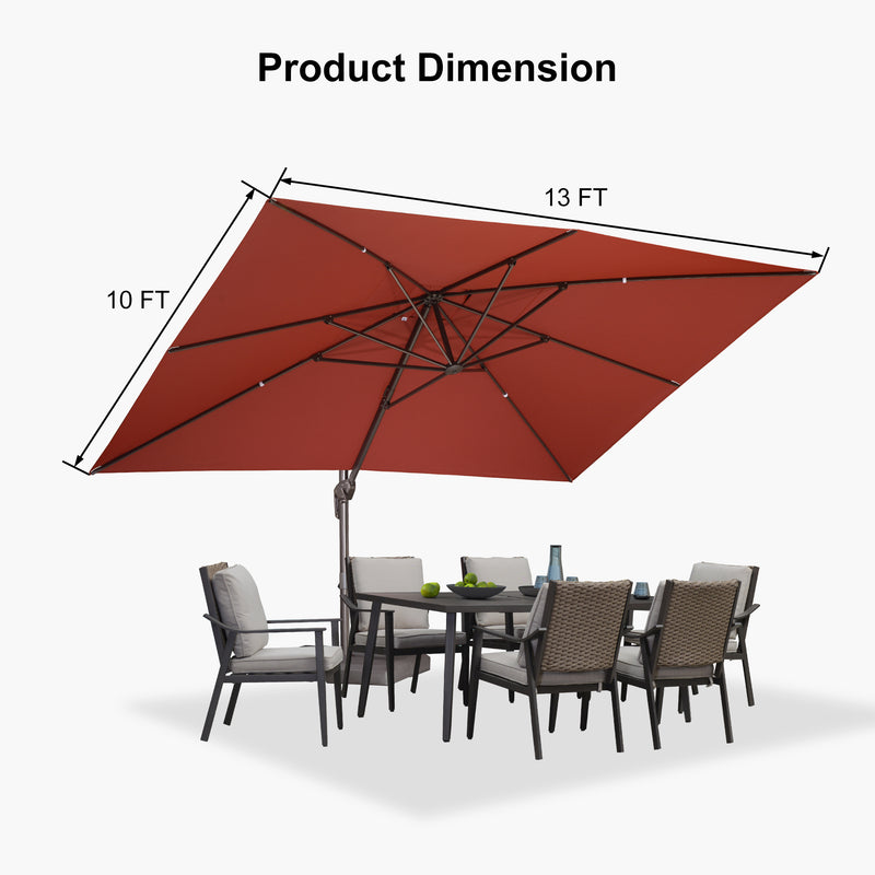 PURPLE LEAF Patio Cantilever Umbrella with Aluminum Offset Hanging for Pool Garden Deck