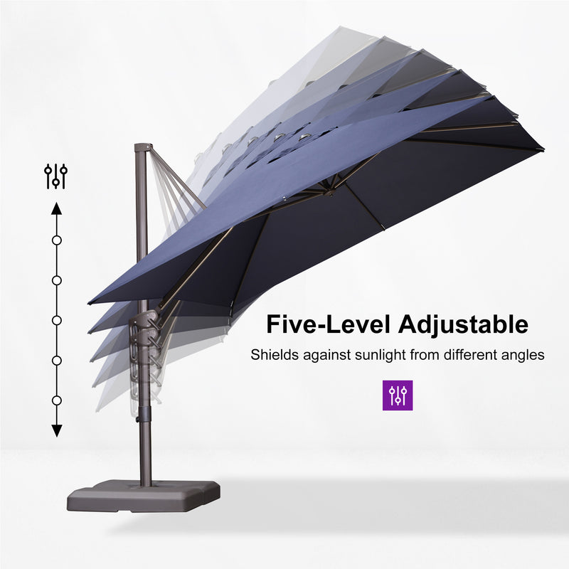 PURPLE LEAF Patio Cantilever Umbrella with Aluminum Offset Hanging for Pool Garden Deck