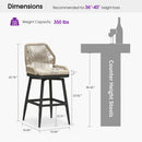 PURPLE LEAF Outdoor Swivel Counter Height Bar Stools Set of 2 Patio 360° Rotating All-Weather Wicker Stools with Back and Cushion for Outside Backyard Kitchen Bistro Garden Bar