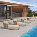 PURPLE LEAF Luxury  Hailar Olefin Patio Chaise Lounge Chair , Upholstered Pool Aluminium Lounge Chairs for Outdoor with Teak Armres for Deck, Pool, Lawn, Garden, Courtyard, Porch