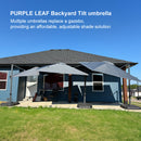 PURPLE LEAF Lateral Tilt Patio Umbrella with Base, 360° Swivel Cantilever Umbrella with Stand
